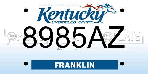 8985AZ Kentucky License Plate