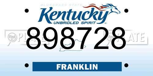 898728 Kentucky License Plate