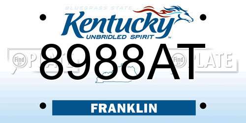 8988AT Kentucky License Plate