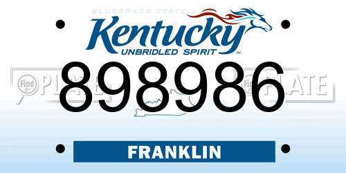 898986 Kentucky License Plate