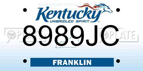 8989JC Kentucky License Plate