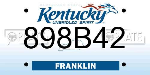 898B42 Kentucky License Plate