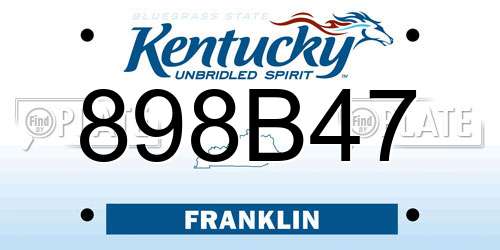 898B47 Kentucky License Plate