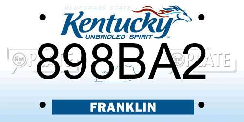 898BA2 Kentucky License Plate