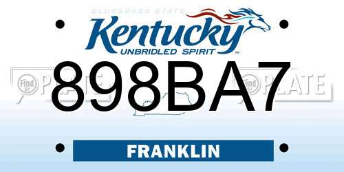 898BA7 Kentucky License Plate