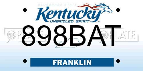898BAT Kentucky License Plate