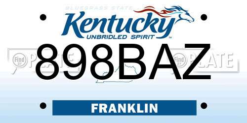 898BAZ Kentucky License Plate