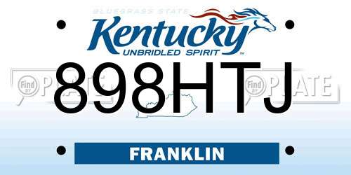 898HTJ Kentucky License Plate