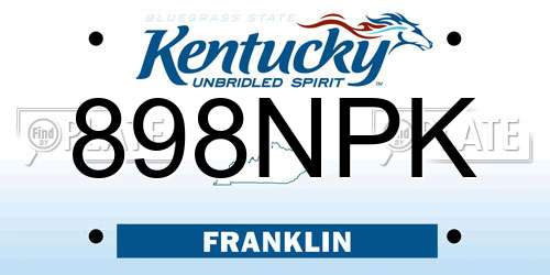 898NPK Kentucky License Plate