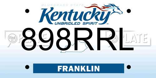 898RRL Kentucky License Plate