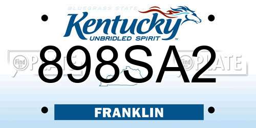 898SA2 Kentucky License Plate