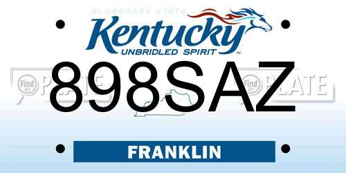 898SAZ Kentucky License Plate