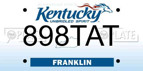 898TAT Kentucky License Plate