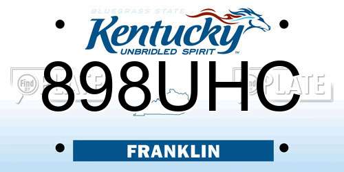 898UHC Kentucky License Plate