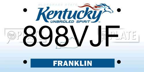 898VJF Kentucky License Plate