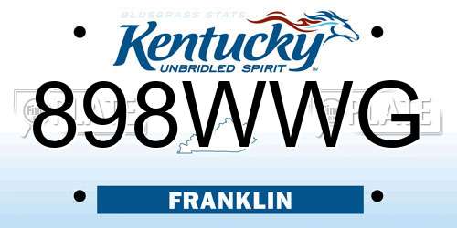 898WWG Kentucky License Plate