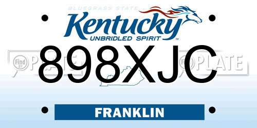 898XJC Kentucky License Plate