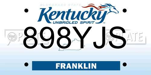 898YJS Kentucky License Plate