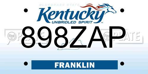 898ZAP Kentucky License Plate