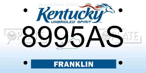 8995AS Kentucky License Plate
