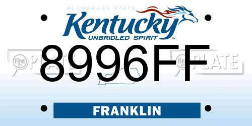 8996FF Kentucky License Plate