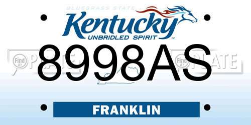 8998AS Kentucky License Plate