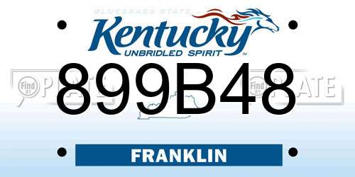 899B48 Kentucky License Plate
