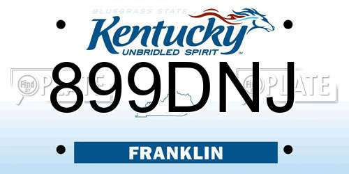 899DNJ Kentucky License Plate