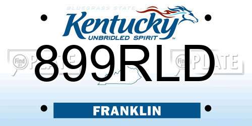899RLD Kentucky License Plate