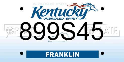 899S45 Kentucky License Plate