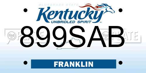 899SAB Kentucky License Plate