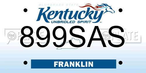 899SAS Kentucky License Plate