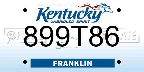 899T86 Kentucky License Plate
