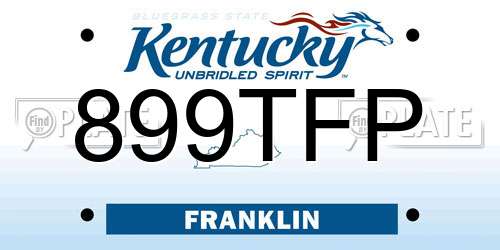 899TFP Kentucky License Plate