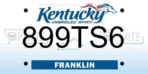 899TS6 Kentucky License Plate