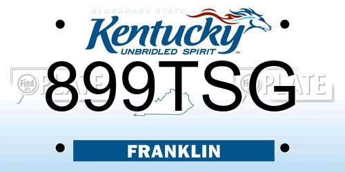 899TSG Kentucky License Plate