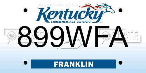 899WFA Kentucky License Plate