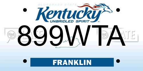 899WTA Kentucky License Plate