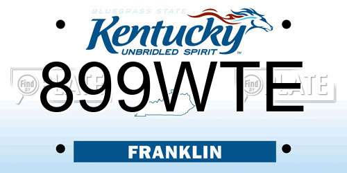 899WTE Kentucky License Plate