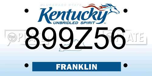 899Z56 Kentucky License Plate