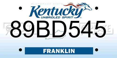 89BD545 Kentucky License Plate