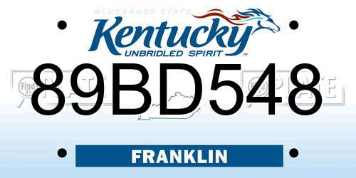 89BD548 Kentucky License Plate