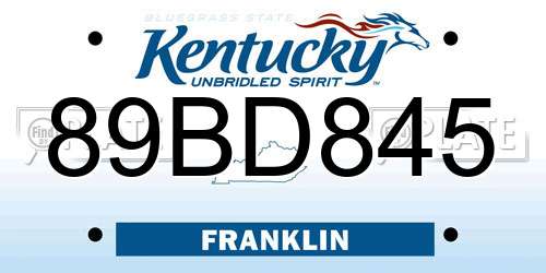 89BD845 Kentucky License Plate