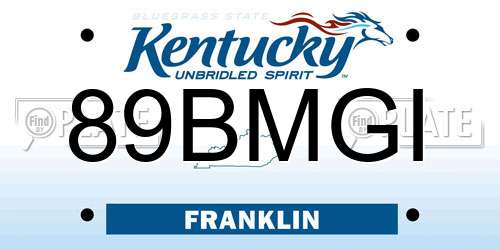 89BMGI Kentucky License Plate