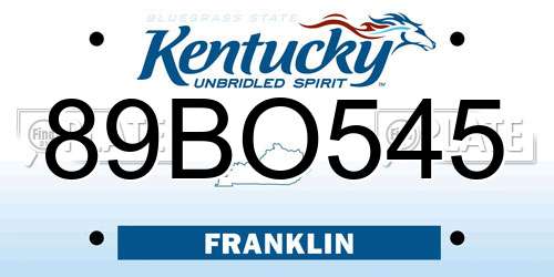 89BO545 Kentucky License Plate