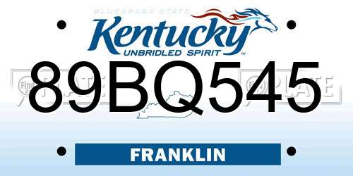 89BQ545 Kentucky License Plate