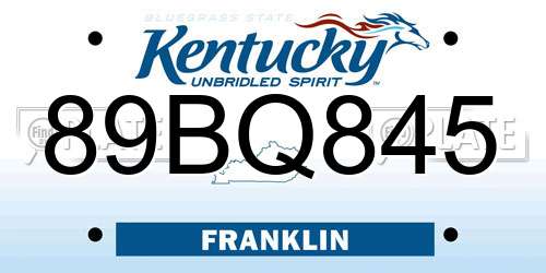 89BQ845 Kentucky License Plate
