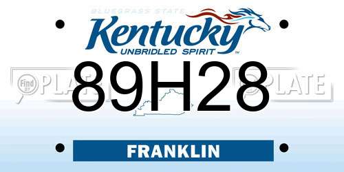 89H28 Kentucky License Plate