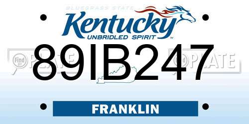 89IB247 Kentucky License Plate