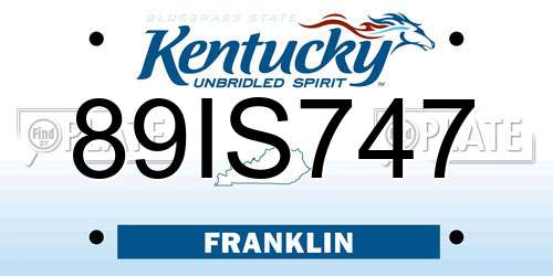 89IS747 Kentucky License Plate